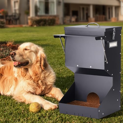 Automatischer Hundefütterer für Große Rassen, 25 Pfund Schwerkraft-Hundefütterer für Draußen und Drinnen und Hängender Futterspender für Große Hunde, Katzen