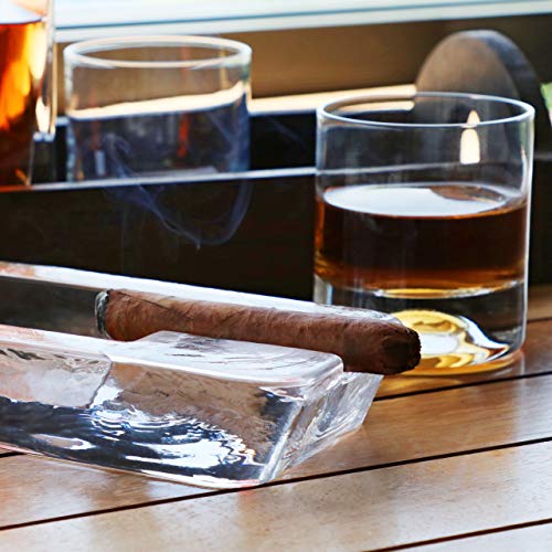 Pasabahce Large Heavy Glass Cigar Ashtray for Men, Outdoor Ash Tray for Patio, Cigar Lovers Gift Set for Smokers Mens