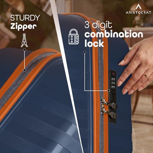 Image of Aristocrat Airpro-Max Set of 3 Cabin, Medium & Large Trolley Bags, Lightweight Polypropylene Case Luggage, 8 Wheels, Combination Lock, Travel-Friendly, 3-Yr International Warranty, Spanish Blue