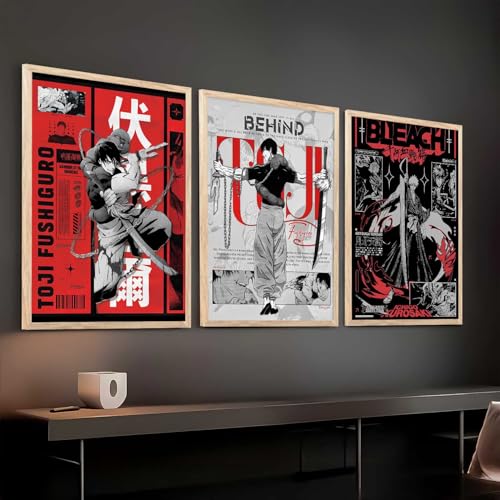 Image of walllane Anime Characters Wall Framed Posters Aesthetic Posters with Frames | Japanese Anime Characters Framed Poster for Living Room Bedroom Gaming Room Studio Wall Decor Set Of 3 (19 X 25 inch)