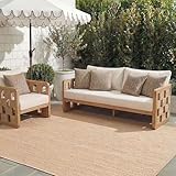 SAFAVIEH Washable Rug Outdoor Courtyard Collection - 8' x 10', Natural & Cream, Non-Shedding & Easy Cleaning, Ideal for Patio, Backyard, Mudroom, DIning Space (CY8022-03012)