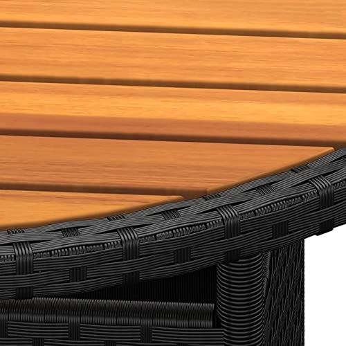 TANZEM Outdoor Garden Table 80x75 cm in Acacia Wood and Black Poly Rattan - Ideal for Balcony, Patio, Backyard, and Picnic, Effortless Assembly - Image 3