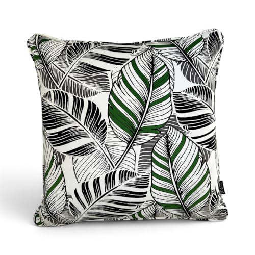 SO SKIN IDASY – Coussin Velours 40x40 cm avec garnissage, Motif Feuillage Graphique Moderne sous Licence, déco élégante pour canapé, Salon, Chambre,...