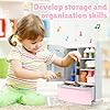 Refrigerator Toy Fridge with Ice Dispenser, Kids Pretend Play Kitchen Accessories with Toy Food Drink Bottles Milk Cans, Play Kitchen Appliances Set for Girls Age 3+, White