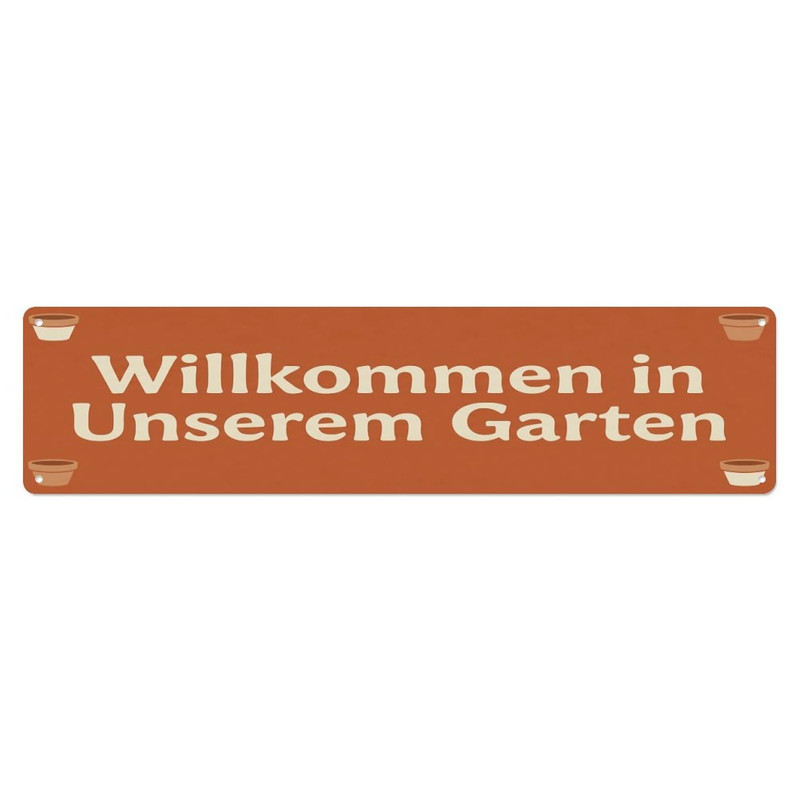 Vintage Welcome to Our Garden Terracotta Metal Tin Sign