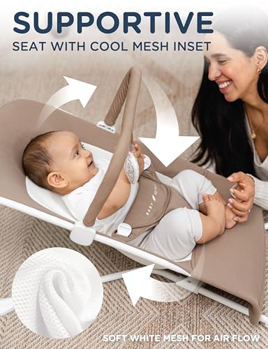 Image of Baby Delight Highland Organic Baby Bouncer | Infant | 0 - 6 Months | 3-Position Recline | Organic Mocha