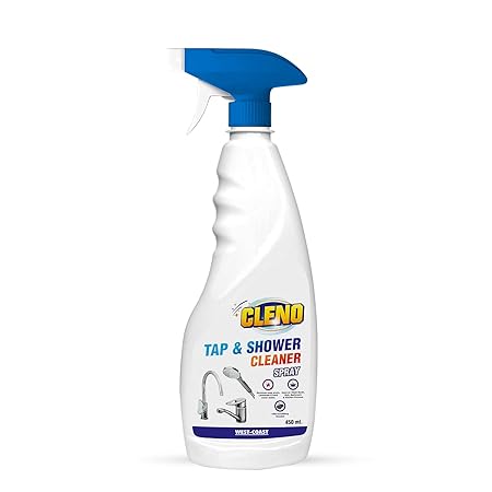 Cleno Tap & Shower Cleaner Spray to Clean Bathroom, Kitchen Tap, Shower, Faucet. Removes Limescale & Hard Water Spot, Soap Scum, Water Stains, Scaling - 450ml (Ready to Use)