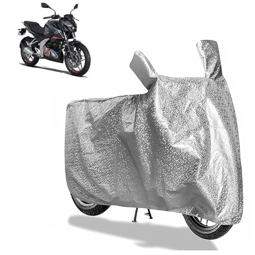 Image of Sulfar Bike Cover for Bajaj Pulsar F250 (2026 Relaunch) (Sports Semi-Faired) | Waterproof, Dustproof & UV Protected | All Weather Two Wheeler Cover (Silver) New 2026 Variants