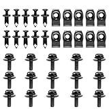 35PCS Engine Under Cover Splash Shield Guard Body Bolts, Body Panel Body Screws, Bumper Fenders Liner Push Retainer Fastener Rivet Clips, U-Nuts Kit