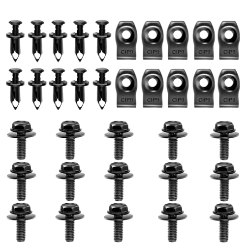 35PCS Engine Under Cover Splash Shield Guard Body Bolts, Body Panel Body Screws, Bumper Fenders Liner Push Retainer Fastener Rivet Clips, U-Nuts Kit