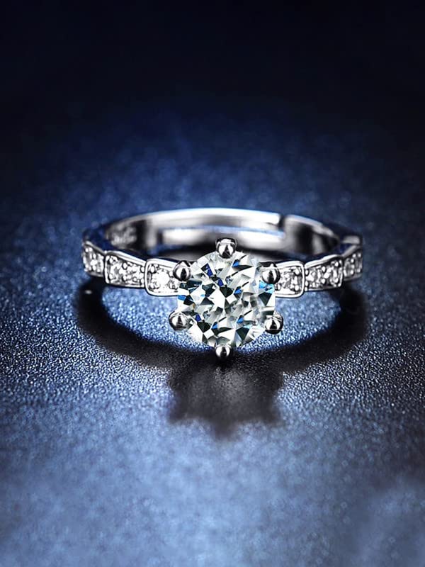 Adjustable Crystal Ring for Stone Finger, Silver Toned, A5 Crystals