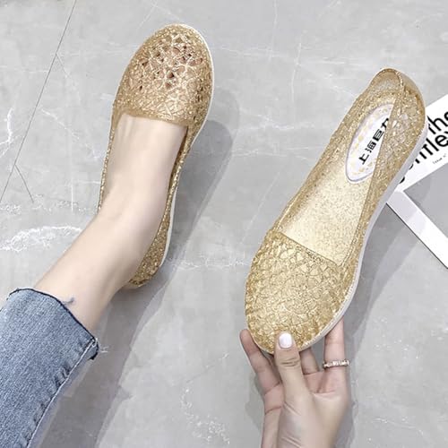 Image of Women's Jelly Sandals Ballet Shoes Slip On Flats Hollow Out Loafers