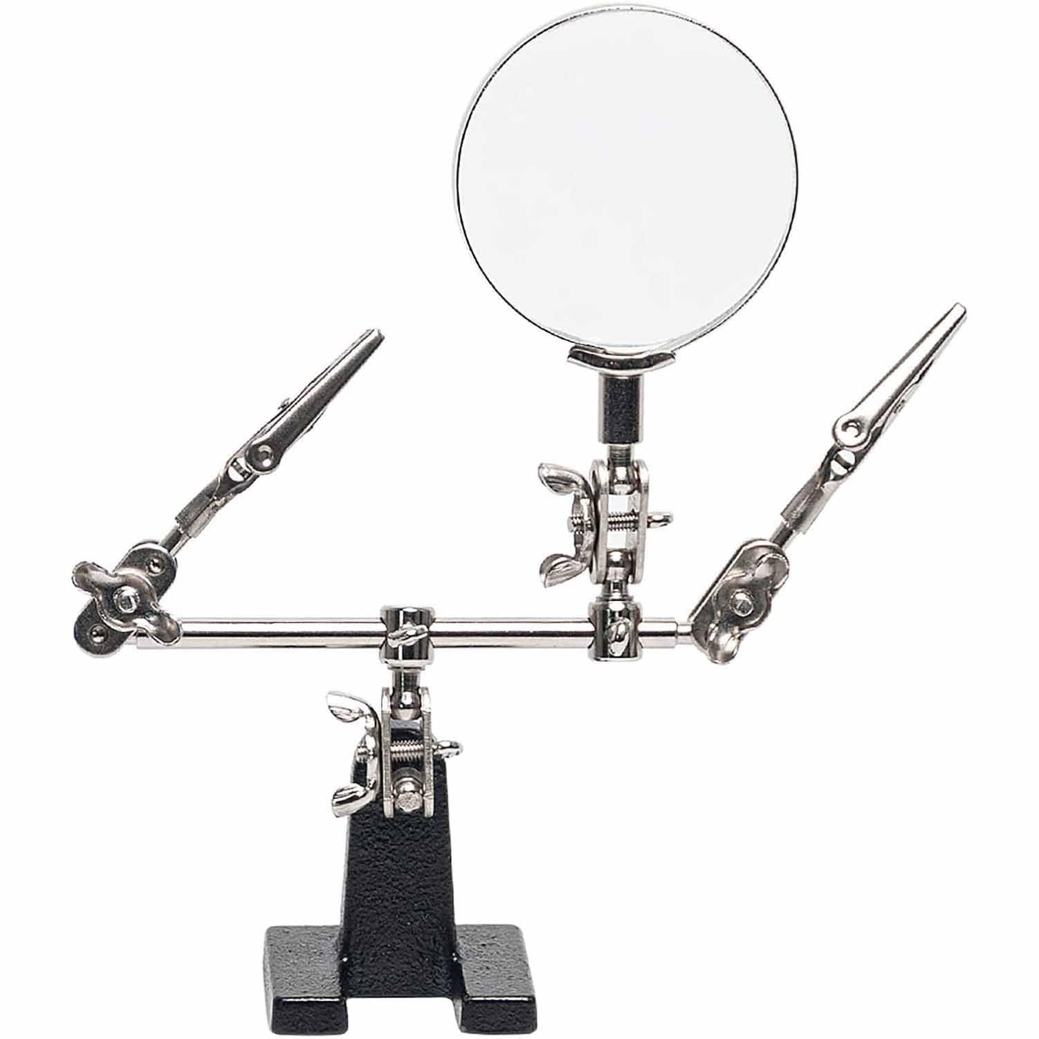 UpToDateTools Helping Hands Magnifier with Dual Adjustable Alligator Clips in 2.5X Magnifying Glass Soldering Station for Crafting, Hobby, Micro Objects