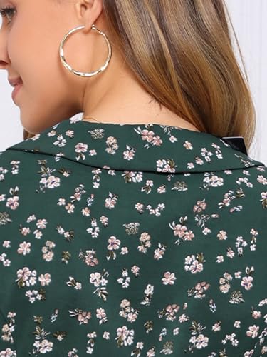 Image of Allegra K Women's Peter Pan Collar Tie Neck Short Sleeves A-Line Elegant Belted Vintage Floral Dress