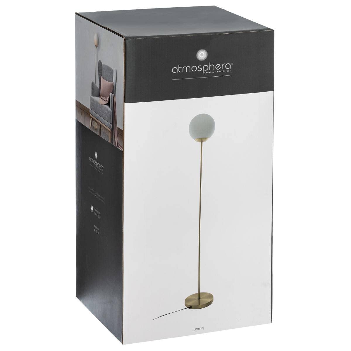 Atmosphera – Lampada da terra a sfera bianca su piedistallo dorato, altezza 134 cm
