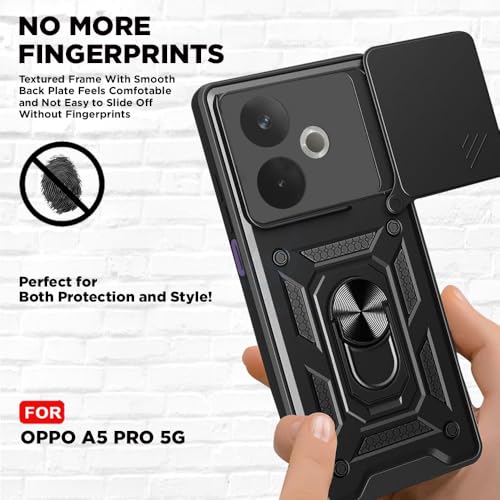 Image of AIBEX Back Cover for Oppo A5 Pro 5G | D10 Tough Armor Case | Sliding Camera Shield | 360 Protection | Kickstand Ring Holder | Military-Grade Shockproof Bumper Case