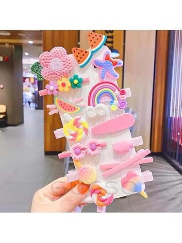 Çocuk Tokası 14 Adet, Renkli Tokalar, Çocuk Saç Aksesuarları, Sevimli Kız Tokaları, Gucso (Pembe)