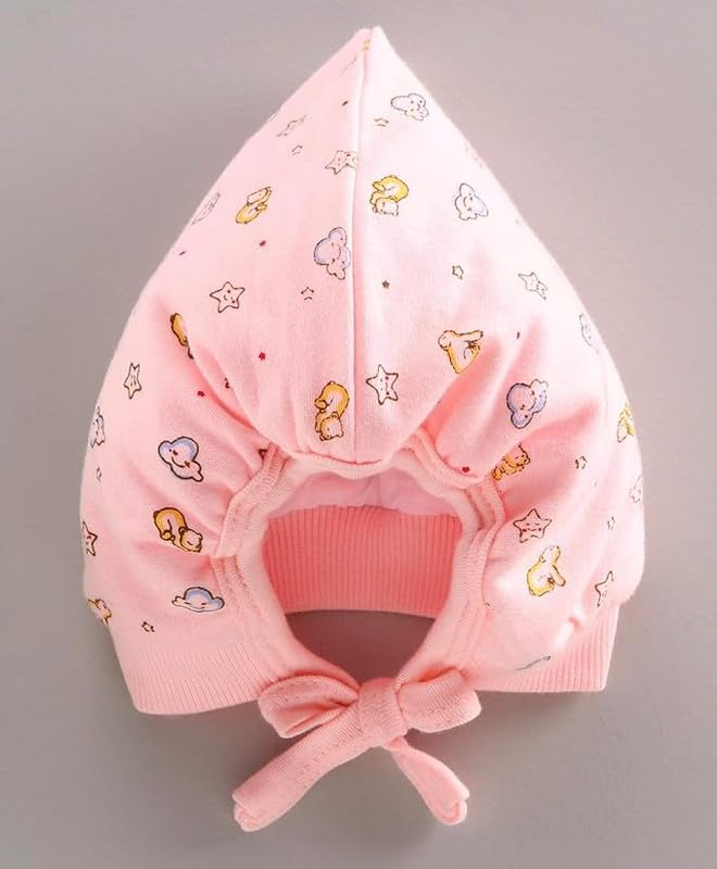 Image of Printed Soft Cotton Cap for New Born Baby Boys & Girls Tie Knot Caps for Infants Topi | Pack of 3