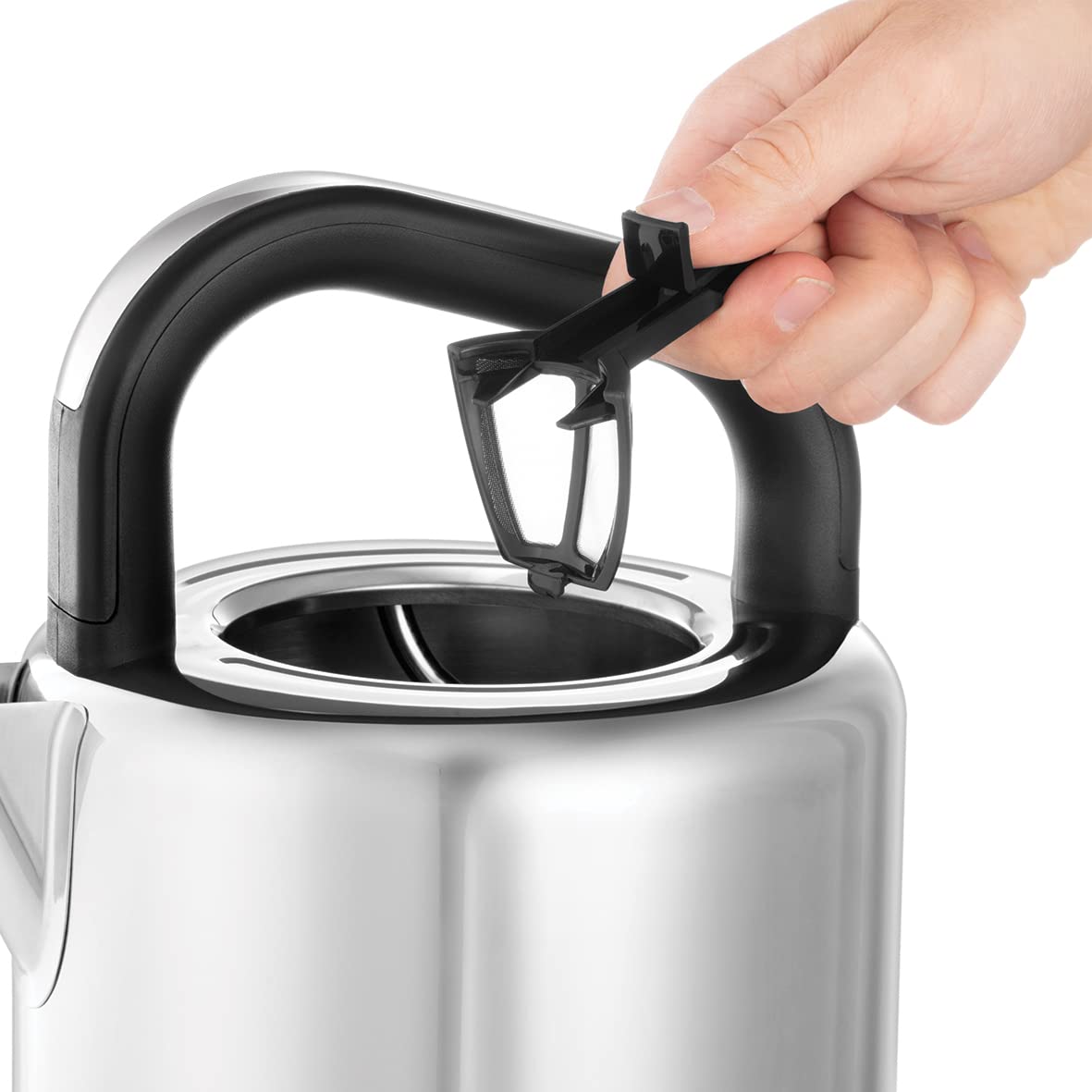 Russell Hobbs czajnik elektryczny, strefy szybkiego gotowania, kontroler strix,szczotkowana stal nierdzewna, idealny kształt dziubka, ergonomiczny, pojemność 1,5L, 2400W, czarny, Distinctions 26420-70
