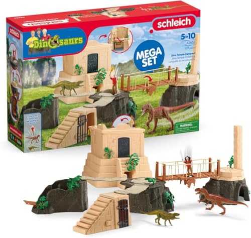 schleich 42656 Wyprawa do Świątyni Dinozaurów — Megazestaw, od 5 lat, DINOSAURS - Zestaw do zabawy, 169 kawałki
