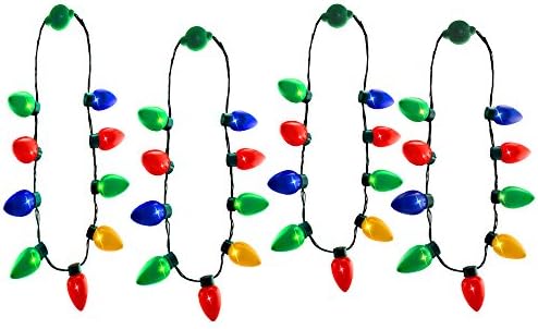 Windy City Novelties 4 Pack LED Light Up Christmas Bulb Necklace Party Favors