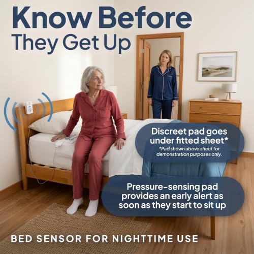 Image of Smart Caregiver Bed and Chair Exit Alarm System for Fall /Wandering Prevention - Know When They get up! Includes Monitor with 10in x 30in Bed Sensor Pad and 10in x 15in Chair Sensor Pad