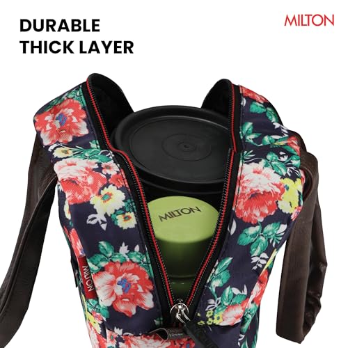 Image of MILTON Floral Lunch Bag I Design Tiffin Bag for Office for Men, Women I Eco Friendly, Spacious, Durable I 2.5 L I Navy Blue