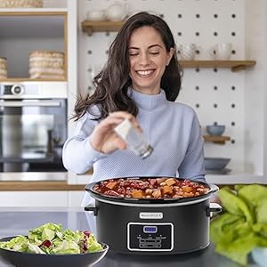 7 Quart Programmable Slow Cooker, Kitchen Appliances, Perfect Kitchen Small Appliance for Family Dinners, Black Stainless Steel 7 Quart Programmable Slow Cooker Kitchen Appliances Perfect Kitchen Small Appliance for Family Dinners Black Stainless Steel