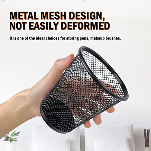 JOYENERGY-12-Packs-Pen-Holder-for-Desk-Mesh-Pen-Cup-Metal-Pencil-Holders-Multifunctional-Organizer-for-Office-School-Home-Makeup-Brush-Black