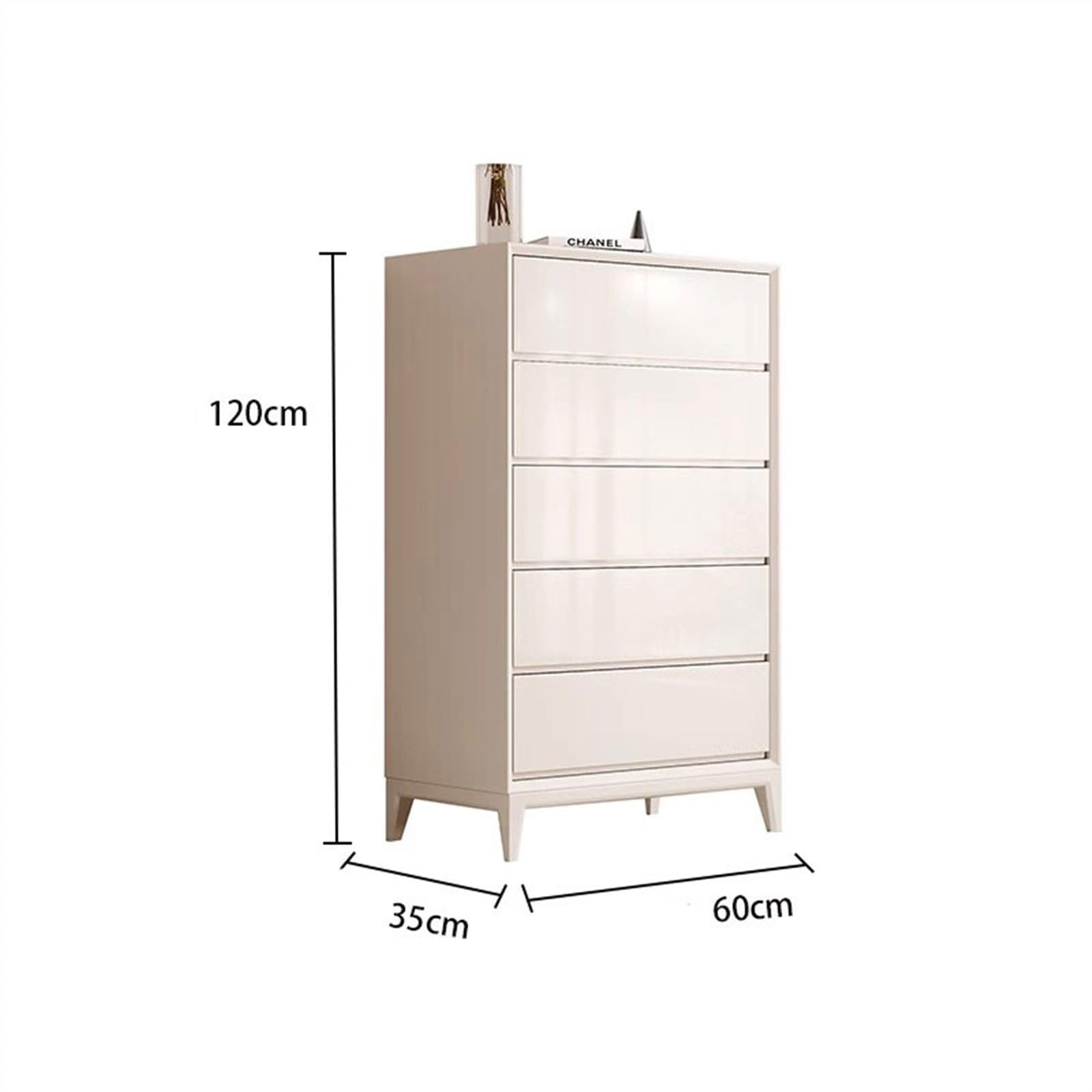 disegni di stoccaggio Cassettiera a 5 cassetti Comò di lusso leggero Camera da letto in legno massello a cinque Credenza decorativa for soggiorno moderna
