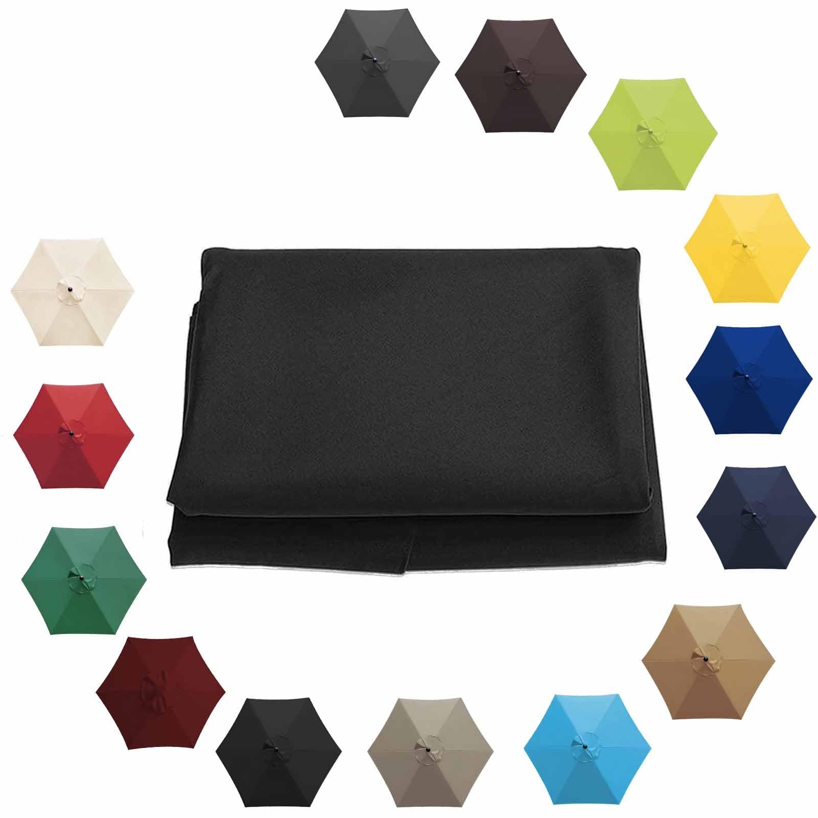 Waterproof Replacement Umbrella Fabric, Parasol Replacement Canopy 8.8Ft 9.8Ft 6 Ribs 8 Ribs Umbrella Replacement Cloth UV50+ Patio Replacement Parasol Cover(Black,8 Ribs-270cm(8.8ft))