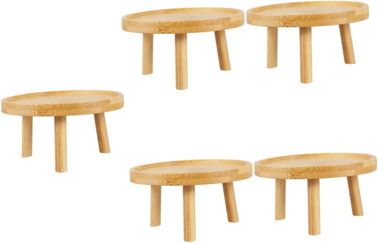 Toddmomy 5pcs Wooden Plant Pot Stand Rustic Flower Pot Holder Indoor Succulent Plant Stand