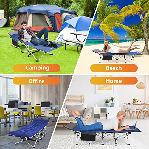 Image of Homdox Camping cot Folding Outdoor Camping Travel Cot and Cot Pad - Quality Lightweight Portable Heavy Duty Adult Travel Cot Double Layer Oxford Portable Travel Camp Cots for Camp /Office /Home