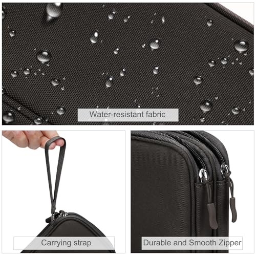 Image of FYY Electronic Organizer, Travel Cable Organizer Bag Pouch Electronic Accessories Carry Case Portable Waterproof Double Layers Storage Bag for Cable, Charger, Phone, Earphone, Medium Size, Coffee