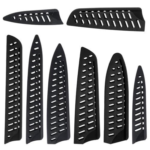 8 PCS Knife Covers or Sleeves, Universal Knife Sheath Plastic Safety Knifes Guard Blade Protector for Chef Bread Utility Knives, Black 8 Sizes