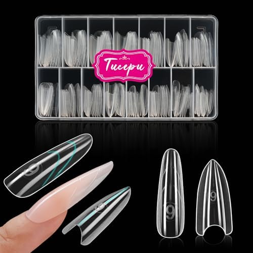 Original Sandwich Nails Dual Forms - 150Pcs Almond Round Nail Mold for Quick Nails Extension, No Paper Forms Needed, 15 Sizes Plastic Form, Salon Nail Art Tools