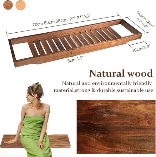 Regalo de spa para mujeres bandeja de bañera de madera de nogal con listones grandes 8