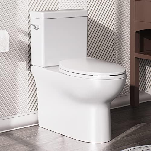 ELLAI Two-Piece Elongated Toilet Comfort Height ADA Single Flush TORNADO FLUSH Toilet 1.28 GPF 12” Rough In with Left-hand Trip Lever, White