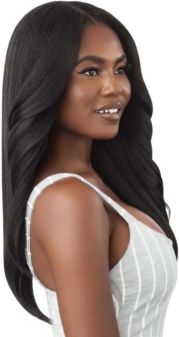 Outre Big Beautiful Human Hair Blend U Part Cap Leave Out Wig DOMINICAN BLOWOUT 22" (CBRN)