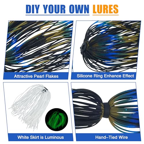 image for AGOOL Silicone Spinnerbait Skirts Replacement DIY Fishing Jig Lures 50