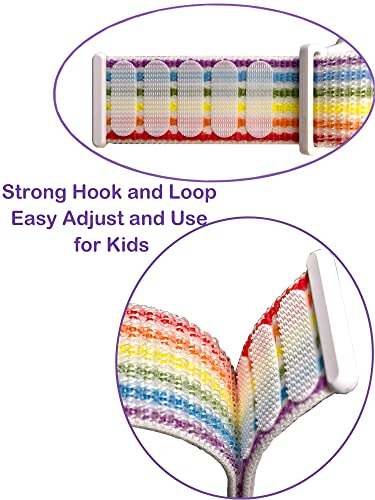 Image of YANC Blue Green White Rainbow for Boy Girl Power-velcro Watch Bands with Hollow Surfaces Compatible with T-mobile SyncUP Watch, 2 Packs(Rainbow Orange White)