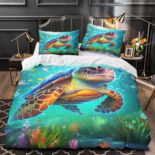 Parure de lit imprimé 3D océan avec housse de couette microfibre hypoallergénique