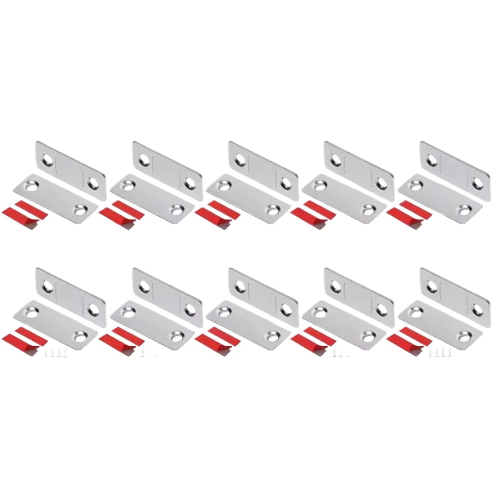 Xctdsvah 10 Set-Silver Cupboard Latch Household Cabinet Catches Door Stopper Patch Self-Adhesive Furniture Drawer Window Closer Latch(10 Set-Silver)