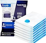 Suob 8 Pack Vacuum Storage Bags, Travel Storage Compression Bags (4 Pack 28'x20', 4 Pack 24'x16') 77% More Storage for Blanket, Pillows, Clothes and Bedding