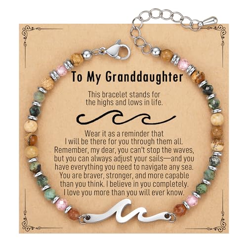 TONY & SANDY Granddaughter Gifts from Grandma to My Granddaughter Wave Bracelet for Women Granddaughters Birthday Graduation Her Christmas Teens Jewelry Presents Sweet 16 Mothers Day