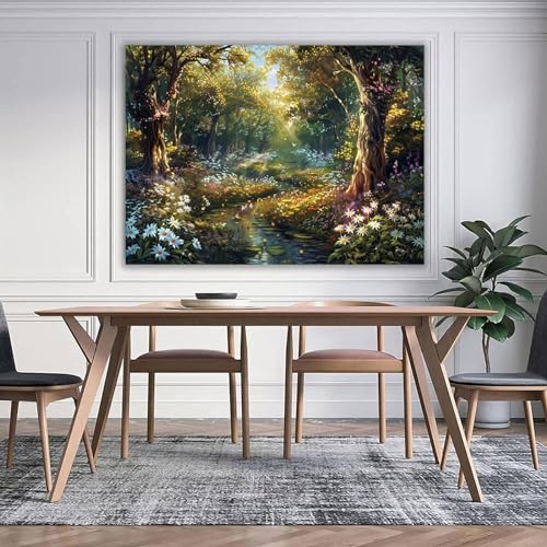 Tableau paysage forestier 50x70cm avec cadre inclus