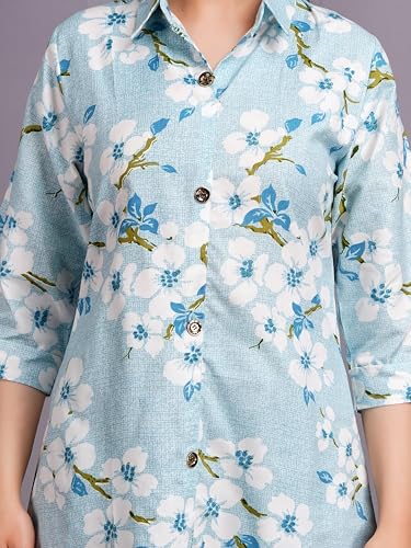 Image of Women's Printed Cotton Blend Co-ord Set Top & Bottom Two-Piece Set Casual & Office Wear