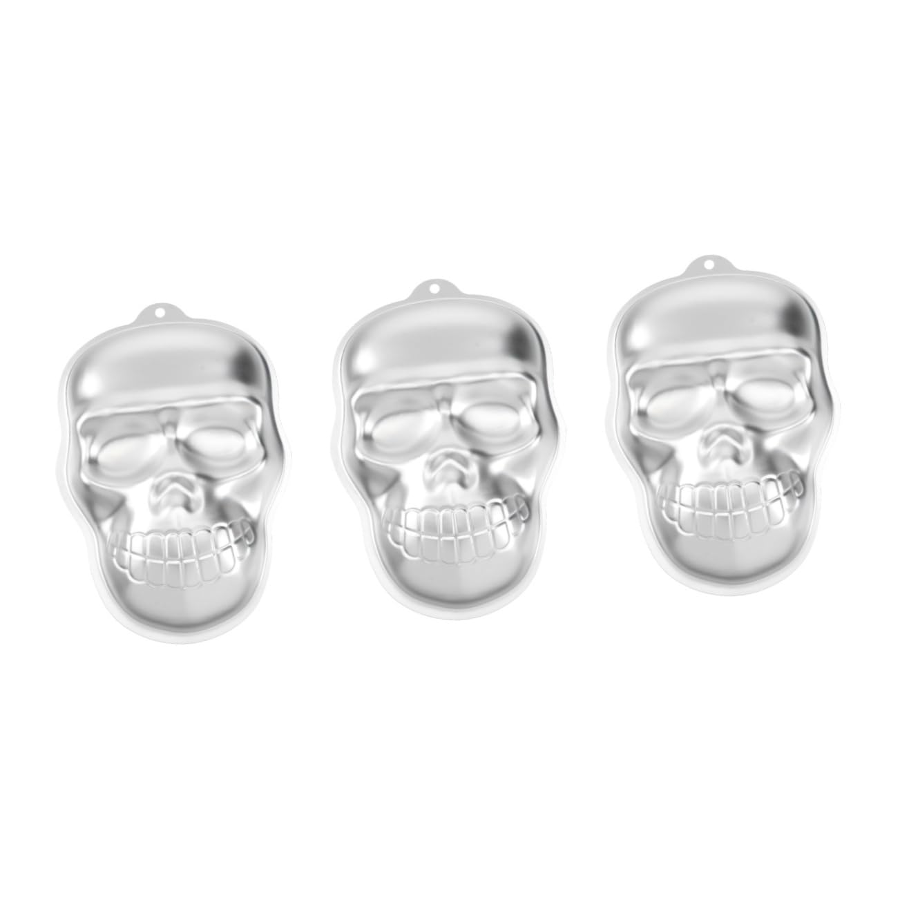 HEMOTON Moules À Gâteau En Aluminium Antiadhésifs En Forme De Crâne Pour Halloween 3 Pièces