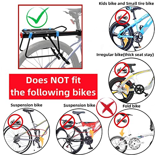 Babeiyxm Rear Bike Rack 110-165Lb Bike Cargo Rack With Quick Release, Adjustable Aluminum Alloy Bike Rack For Back Of Bike, Bike Rear Rack Bicycle Luggage Carrier Racks With Reflector And Elastic Rope #TOP5