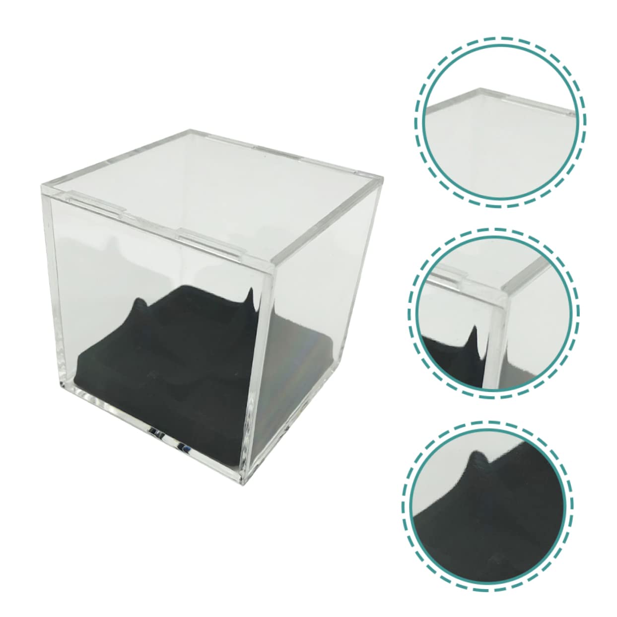 AHANDMAKER ODIS-WH0099-19 Présentoir cube transparent avec base noire en acrylique pour figurines d'action, baseball, 21 x 20 x 20 cm